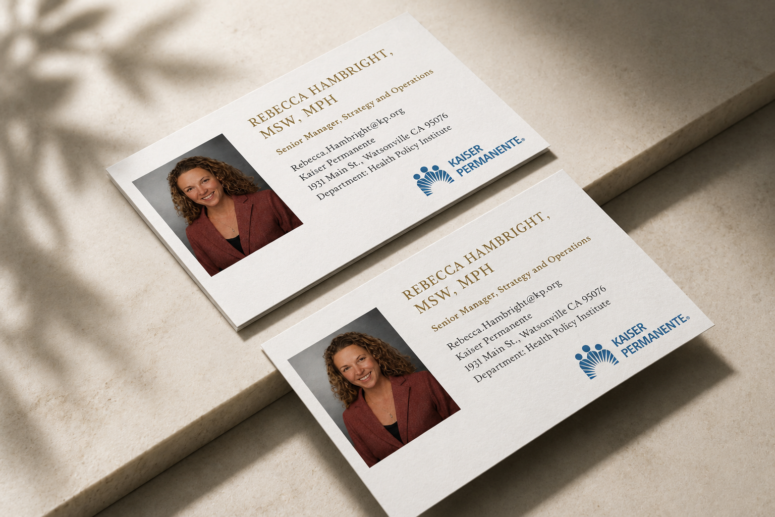 Kaiser Permanente executive business cards